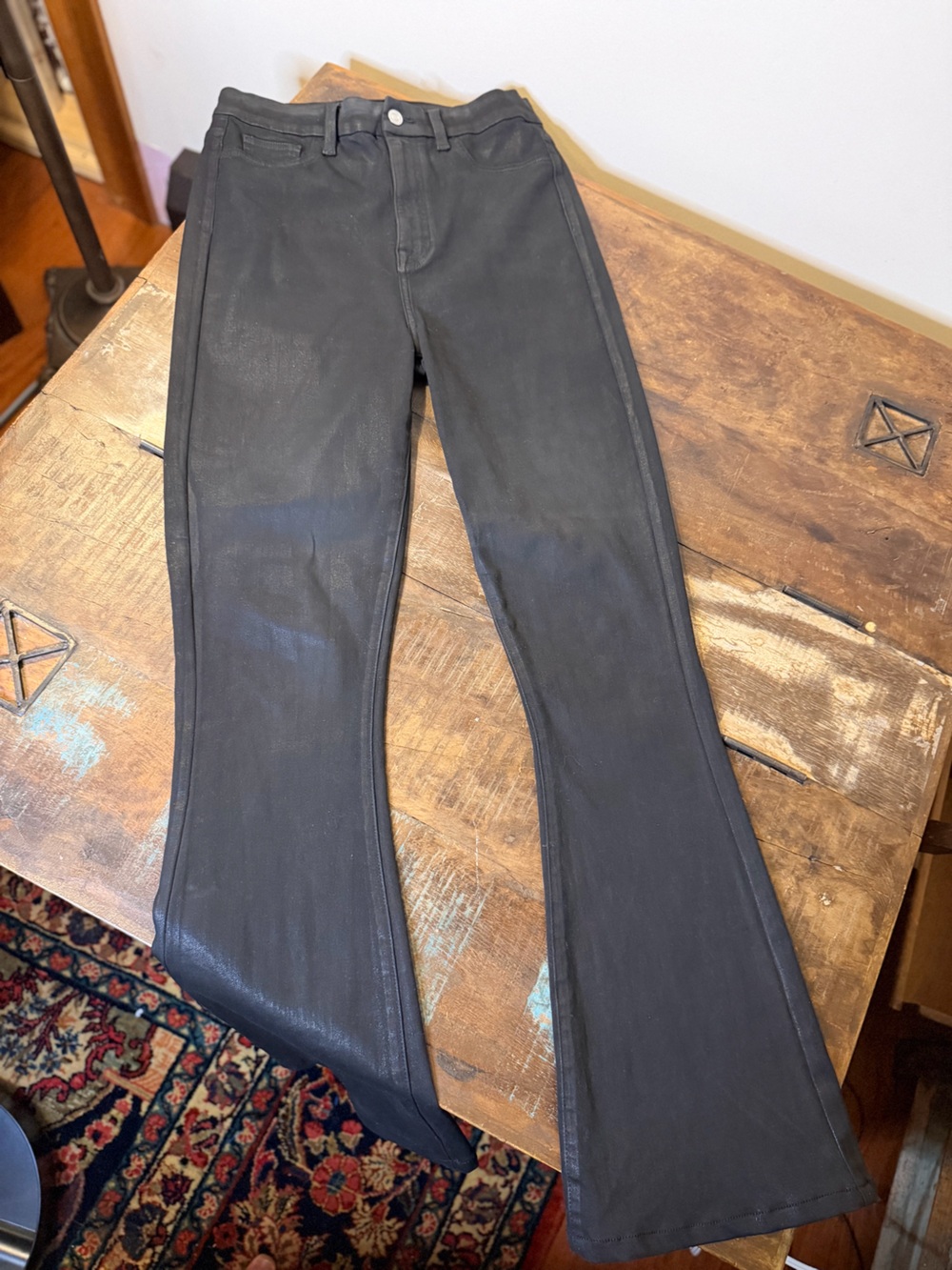 7 For All Mankind Black Flared Wide-Leg Jeans